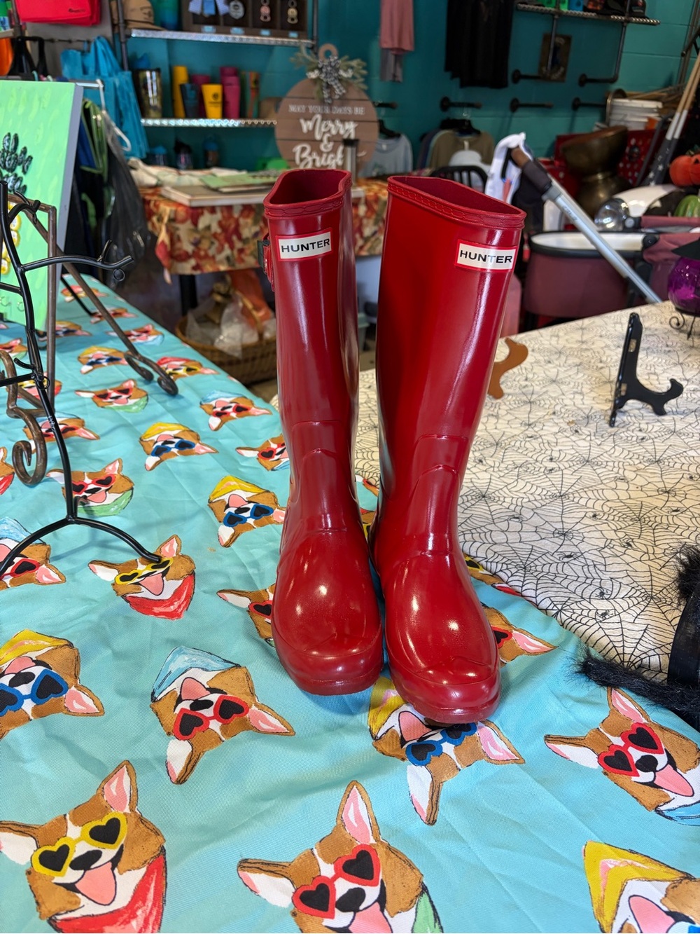 Hunter Gloss Red Tall Waterproof Rain Boots